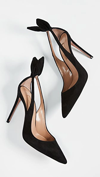 Aquazzura Bow Tie 105mm Leather Pumps In Black