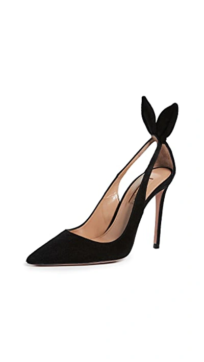 Shop Aquazzura Bow Tie Pumps 105mm Black