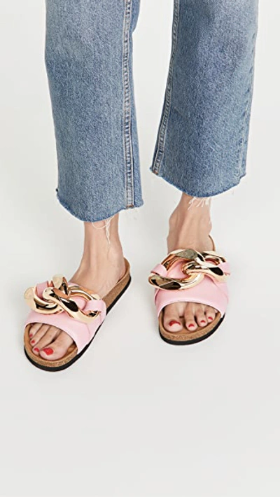Jw Anderson Chain-embellished Leather Slides