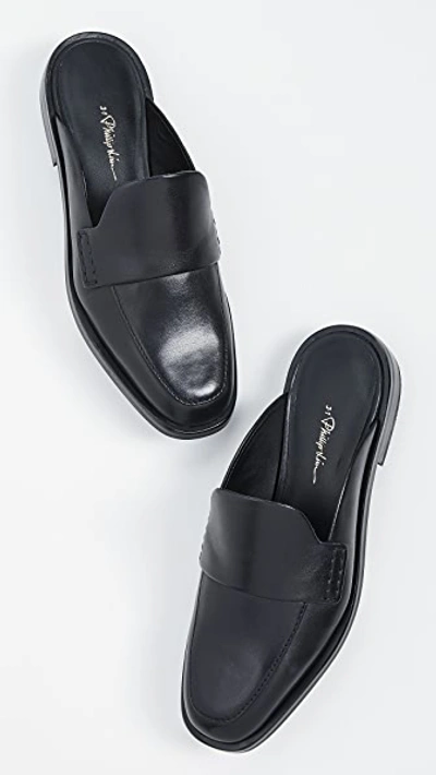 3.1 Phillip Lim Black Alexa Loafer Mules In Black