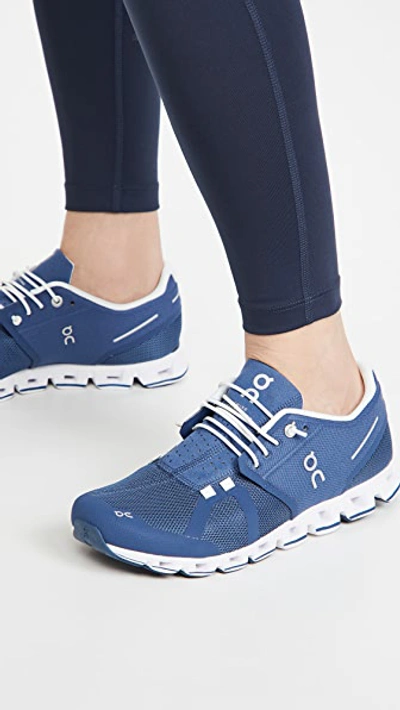 On Women's Cloud Low Top Running Sneakers In Denim/white