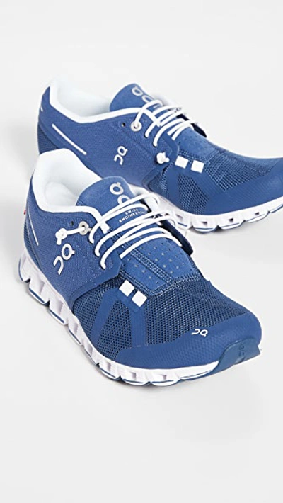 On Women's Cloud Low Top Running Sneakers In Denim/white