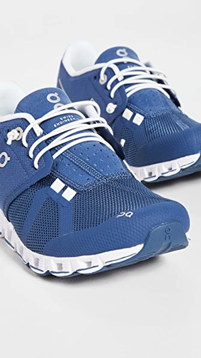 On Women's Cloud Low Top Running Sneakers In Denim/white