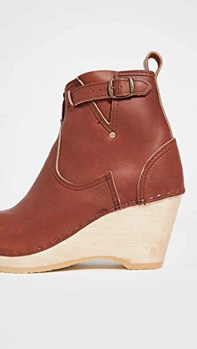 Shop No.6 Leather Wedge Buckle Boots In Bourbon