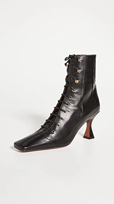 Shop Manu Atelier Lace Up Duck Boots In Black