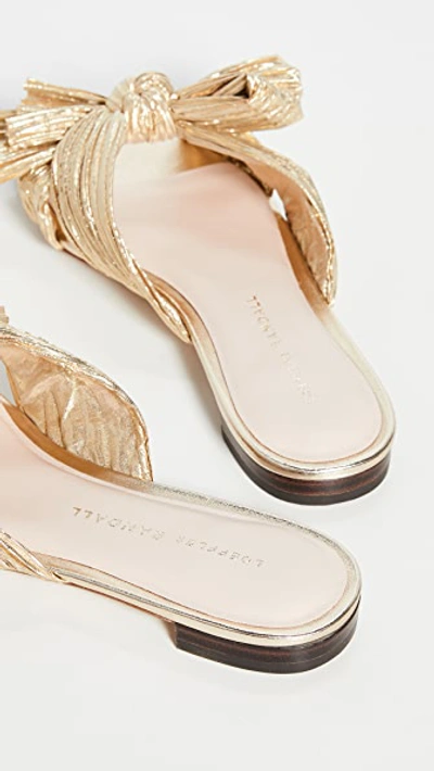 Shop Loeffler Randall Daphne Pleated Bow Slides Gold