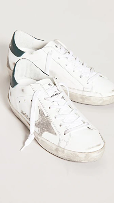 Shop Golden Goose Superstar Sneakers White/dark Green