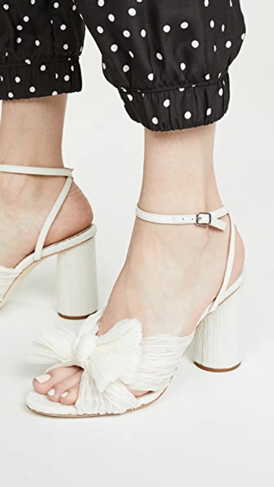 Shop Loeffler Randall Camellia Pleated Bow Heel With Ankle Strap Pearl