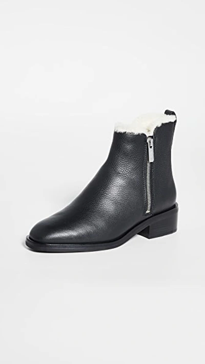 Phillip Lim Alexa Shearling-lined Textured-leather Ankle Boots In Black | ModeSens