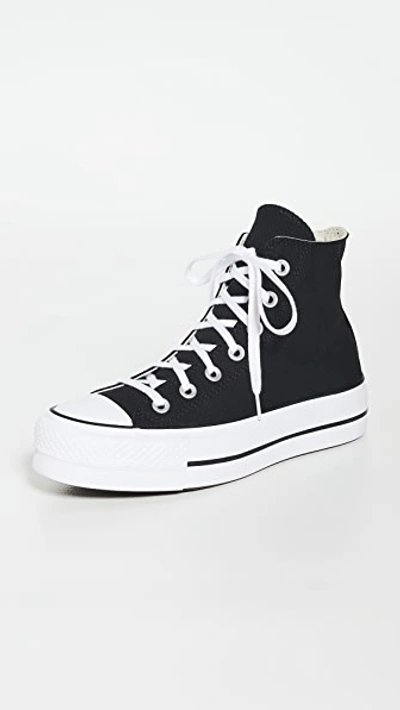 Converse Black Chuck Taylor All Star Platform High-top Sneakers In Black/white/white
