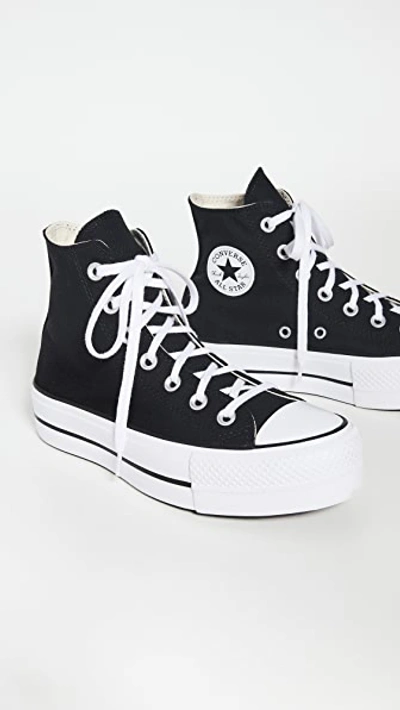 Converse Black Chuck Taylor All Star Platform High-top Sneakers In Black/white/white