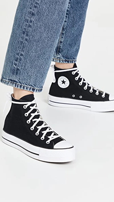 Converse Black Chuck Taylor All Star Platform High-top Sneakers In Black/white/white