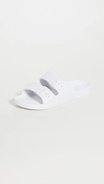 Freedom Moses White Moses Two Band Slide In White