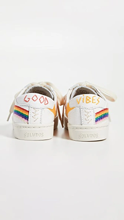 Shop Soludos Rainbow Wave Sneakers White