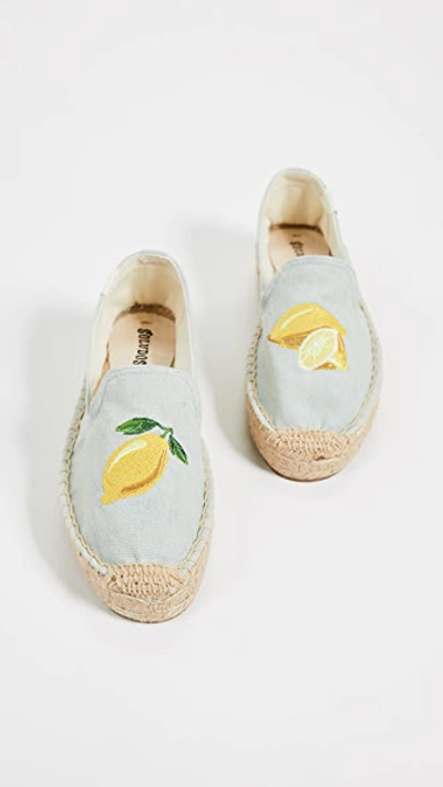 Shop Soludos Lemons Smoking Slippers In Chambray