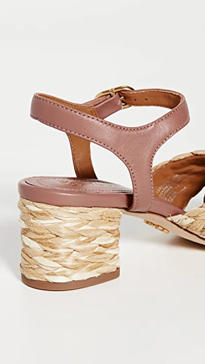 Tory Burch Kira Raffia Crisscross Ankle-strap Sandals In Natural/rose Tea