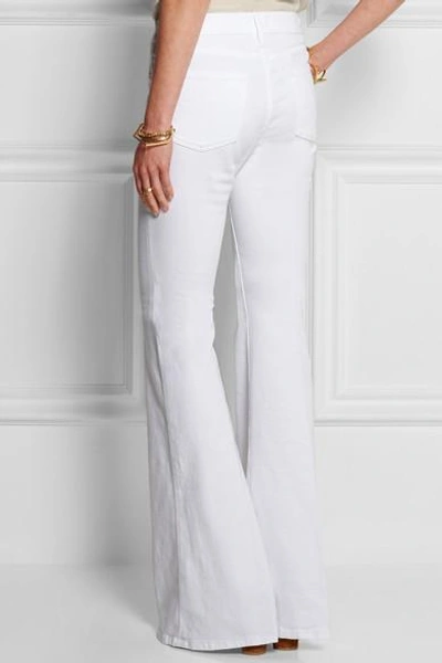 Shop Frame Le Forever Karlie Flare High-rise Jeans In White