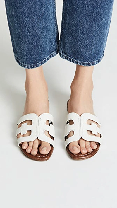 Sam Edelman Bay' Leather Slide Sandals In White