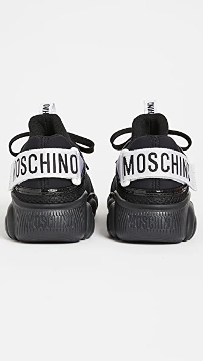 Shop Moschino Logo Trainers In Mix Nero