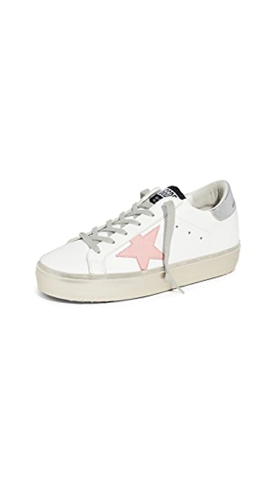 Shop Golden Goose Hi Star Sneakers In White/pink Pastel/silver/gold