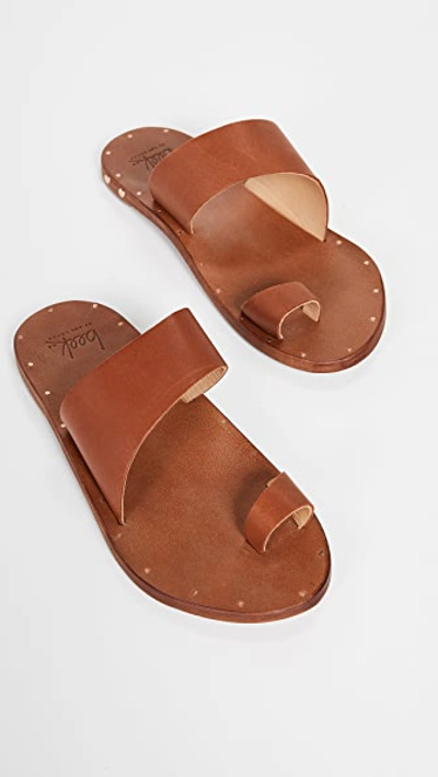 Shop Beek Finch Toe Ring Slides In Tan/tan