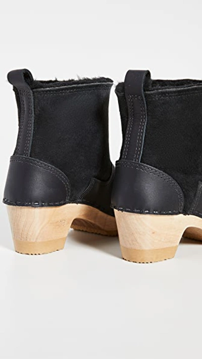 Shop No.6 Pull On Shearling Mid Heel Boots Black
