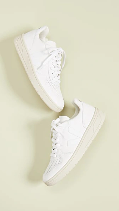 Shop Veja V-10 Lace Up Sneakers Extra White