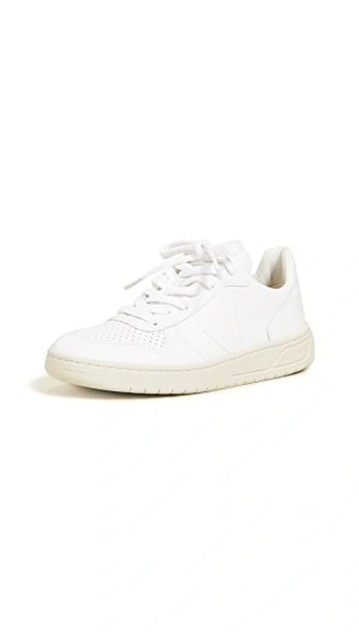 Shop Veja V-10 Lace Up Sneakers Extra White