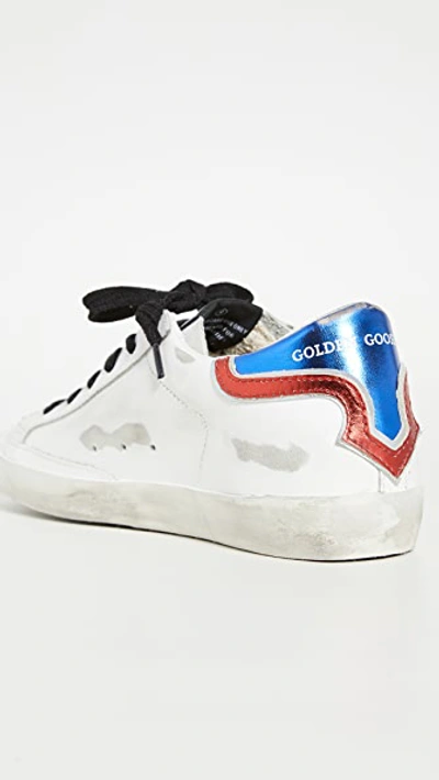 Shop Golden Goose Superstar Sneakers In White/blue/red