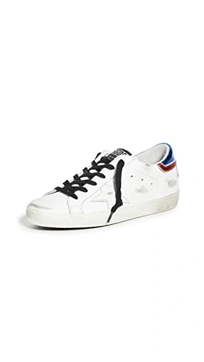 Shop Golden Goose Superstar Sneakers In White/blue/red