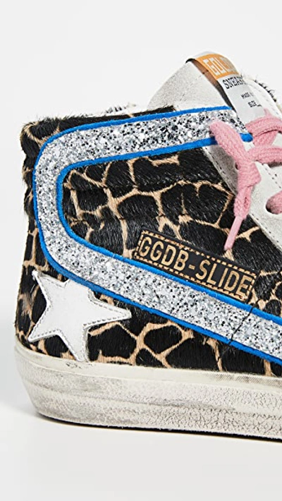 Shop Golden Goose Slide Sneakers In Animalier/silver Glitter/white