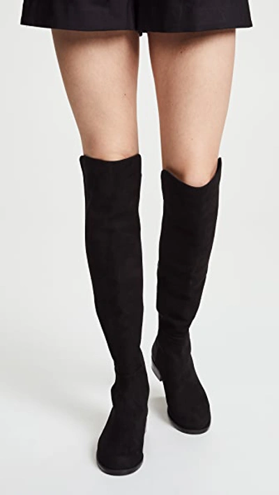 Shop Stuart Weitzman 5050 Stretch Suede Boots Black