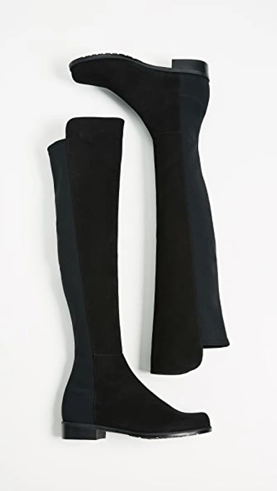 Stuart Weitzman 5050 Stretch Suede Boots Black In Black