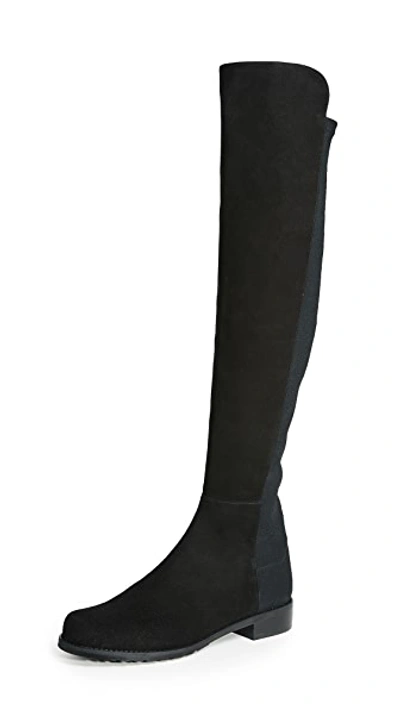 Stuart Weitzman 5050 Stretch Suede Boots Black In Black
