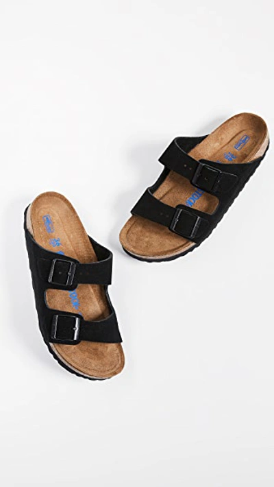 Birkenstock Soft Footbed Arizona Slides In Black