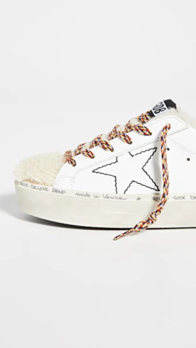 Shop Golden Goose Hi Star Sneakers In White/shearling