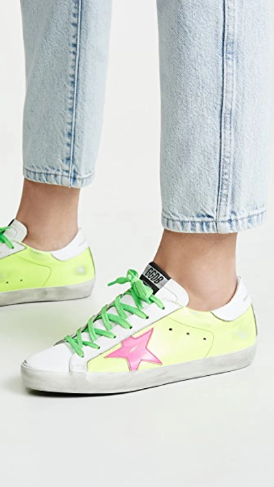 Shop Golden Goose Superstar Sneakers In Yellow Fluo/pink/green Fluo