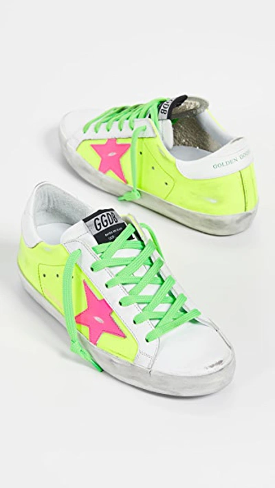 Shop Golden Goose Superstar Sneakers In Yellow Fluo/pink/green Fluo