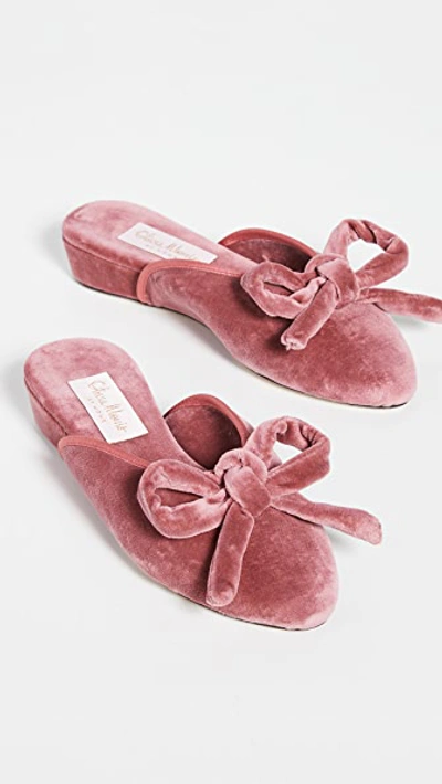 Shop Olivia Morris At Home Daphne Bow Slippers In Rose Pink