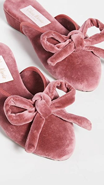 Shop Olivia Morris At Home Daphne Bow Slippers In Rose Pink