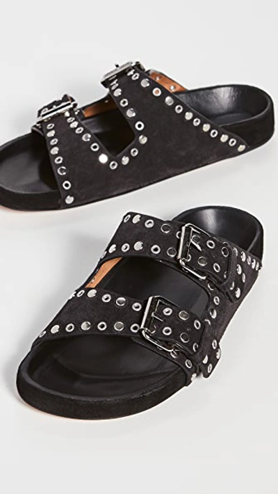 Shop Isabel Marant Lennyo Sandals In Faded Black