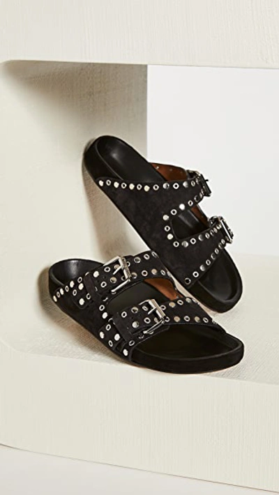 Shop Isabel Marant Lennyo Sandals In Faded Black