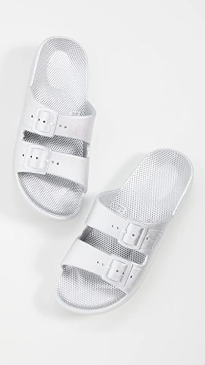 Freedom Moses Metallic Plastic Pool Slides In Silverado