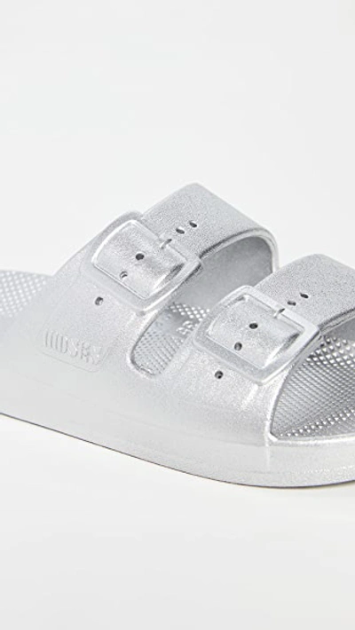 Freedom Moses Metallic Plastic Pool Slides In Silverado