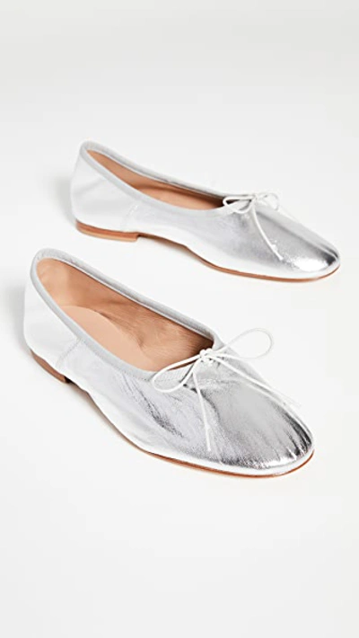 Shop Mansur Gavriel Dream Ballerina Flats In Silver