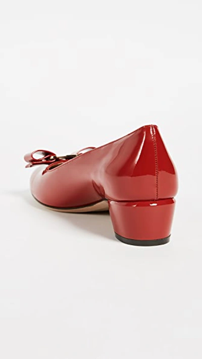 Shop Ferragamo Vara Low Heel Pumps Rosso