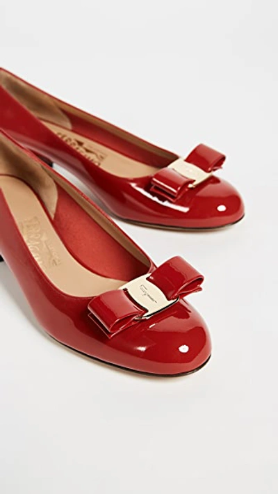 Shop Ferragamo Vara Low Heel Pumps Rosso