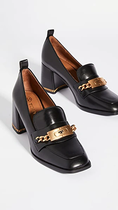 Shop Tory Burch Chain 70mm Loafers In Perfect Black/perfect Black