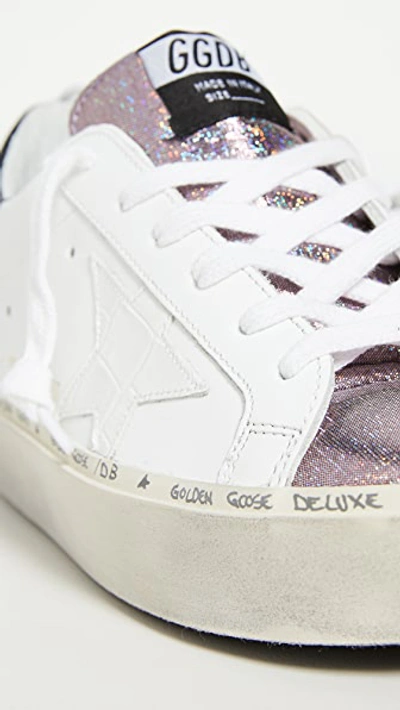 Shop Golden Goose Hi Star Sneakers In White/iridescent