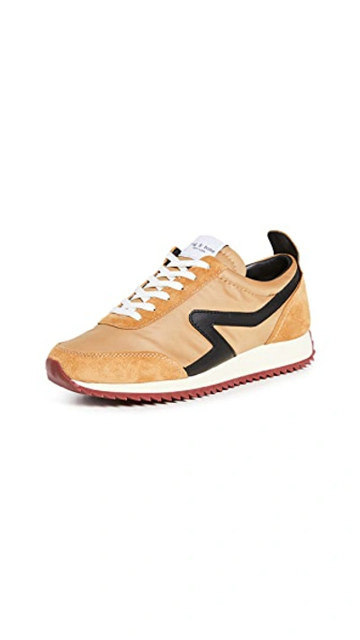 Rag & Bone Retro Runner Suede And Leather-trimmed Recycled Shell Sneakers In Mustard